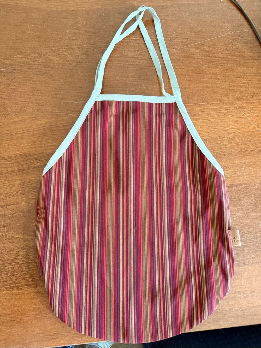Kisim Multicolor Vertical Stripe Tote with Cream Trim